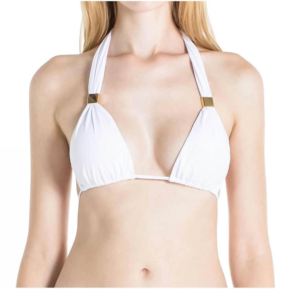 NEW SAUIPE nina halter bikini top with pads in white